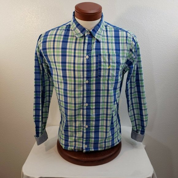 Nautica Boys Men Button Up Shirt Size 18/20 Long S - Picture 2 of 8